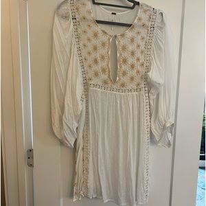 Free People Forgotten Grace Swiss Dot Embroidered Tunic/Mini Dress